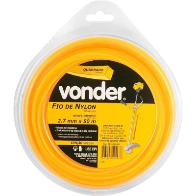 Fio de Nylon 6.6 para Roçadeira 2,7mm Quadrado 50M Amarelo Vonder