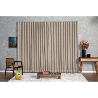 Cortina Blackout com Linho 3,00x2,70M Trilho Duplo Amêndoa Ludatex