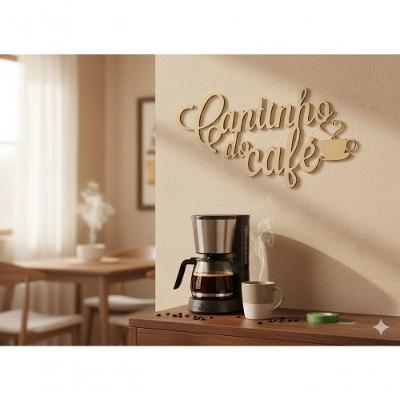 Placa Decorativa Cantinho do Café M002 MDF Natural Amadeirado Mix