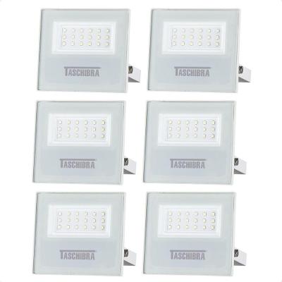 Kit 6 Refletores LED TR Slim 20W IP65 Branco Frio Bivolt Taschibra