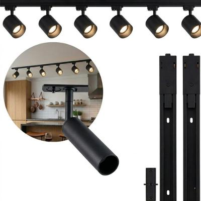 Kit Trilho 2M com 6 Spots Track MR11 GU10 Sobrepor Bivolt Preto Taschibra