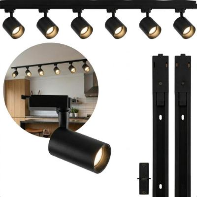 Kit Trilho Eletrificado 2M 6 Spots Track MR16 GU10 Sobrepor Preto Taschibra