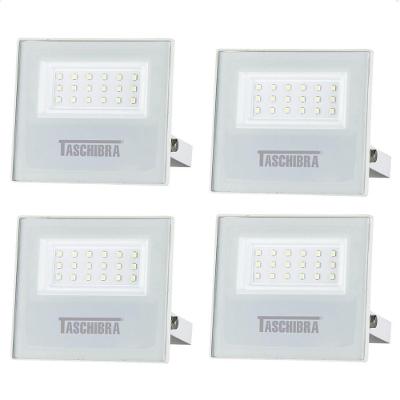 Kit 4 Refletores LED TR Slim 20W IP65 3000K Bivolt Branco Taschibra