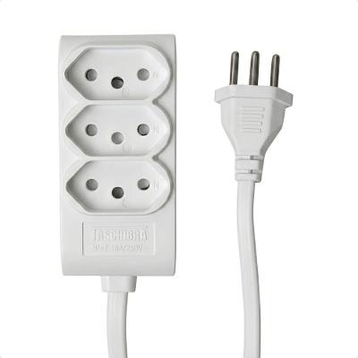 Mini Extensão Elétrica 3 Tomadas Novo Padrão 10A Bivolt Branco Taschibra