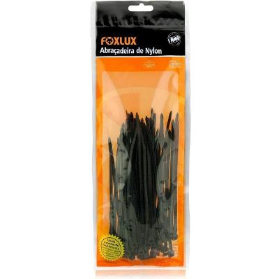 Abraçadeira de Nylon 280MMx4.8MM Travamento Seguro 100 Unidades Preto Foxlux
