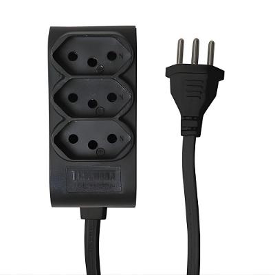 Extensão Elétrica 3 Tomadas Novo Padrão 10A 3 Metros Preto Taschibra