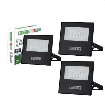 Kit 4 Refletores Holofote LED TR Slim 50W 6500K IP65 Preto Taschibra