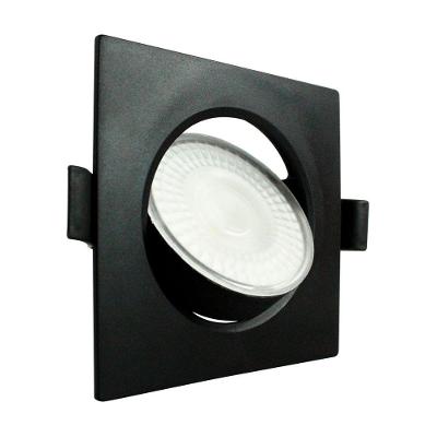 Spot LED Quadrado Embutir 5W 3000K Bivolt Preto Foxlux