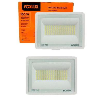 Kit 2 Refletores LED 150W 6500K Bivolt IP65 Branco Foxlux