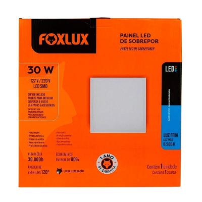 Painel LED Quadrado Sobrepor 30W 6500K Luz Branca Bivolt Foxlux