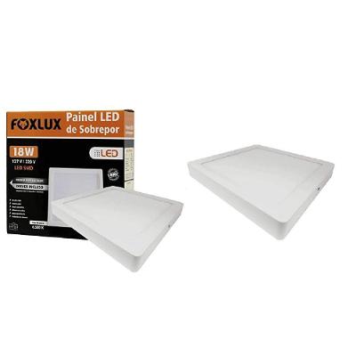 Kit 2 Painéis LED Quadrado Sobrepor 18W 6500K Bivolt Branco Foxlux