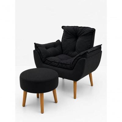 Kit Poltrona Opala e Puff Red Suede Fibra Siliconada Preto Sonho das Poltronas