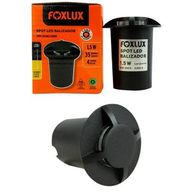 Kit 2 Spot LED Balizador 4 Fachos 1,5W 3000K Bivolt Preto Foxlux