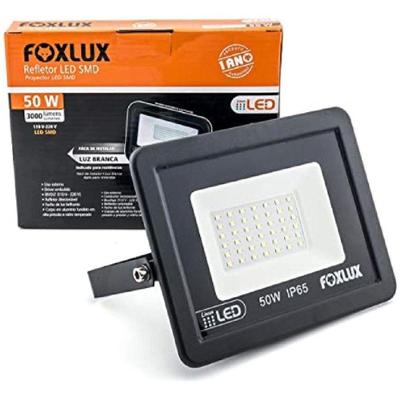 Kit 5 Refletores LED 50W 6500K Bivolt Preto Foxlux