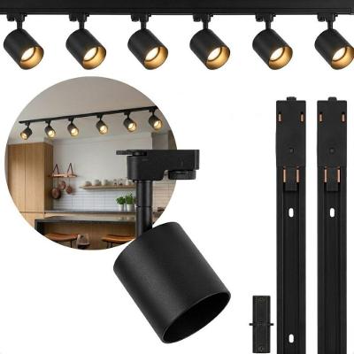 Kit Trilho Eletrificado 2M 6 Spots Track AR70 GU10 Sobrepor Preto Bivolt Taschibra
