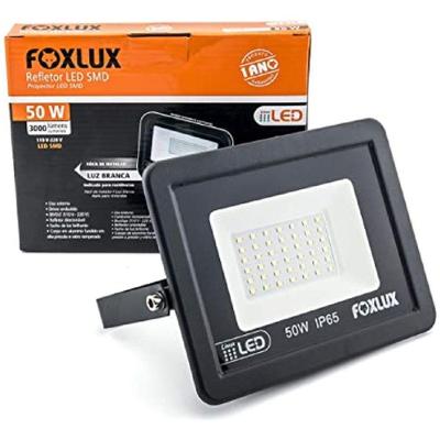 Kit 3 Refletor LED 50W 6500K Bivolt Preto Foxlux