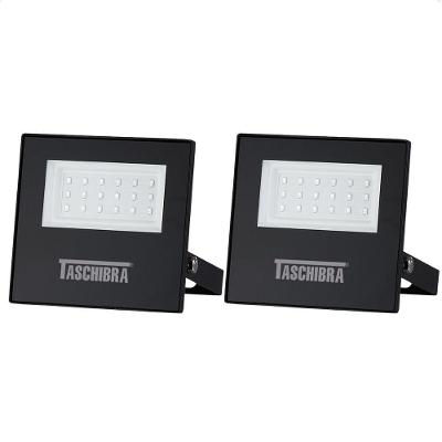 Kit 2 Refletores Holofote LED TR Slim 20W IP65 Preto 220V Taschibra