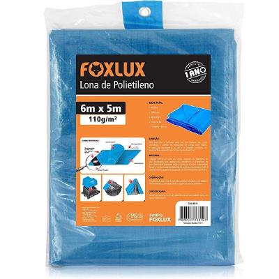 Lona de Polietileno Foxlux 6x5m Impermeável Ilhoses Metálicos Famastil