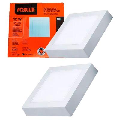 Kit 2 Painéis LED Quadrado Sobrepor 12W 6500K Branco Foxlux