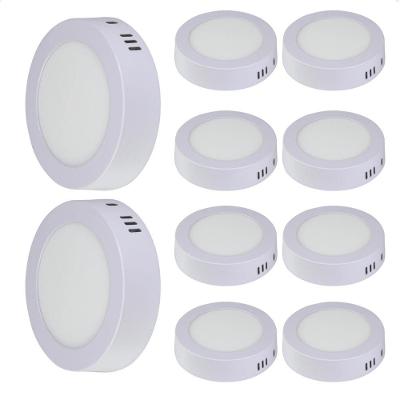 Kit 10 Painéis LED 6W Redondo Sobrepor Bivolt 6500K Branco Frio Taschibra