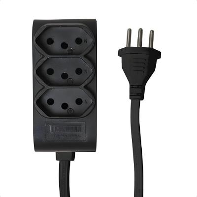 Extensão Elétrica 3 Tomadas Novo Padrão 10A 5 Metros Preto Taschibra