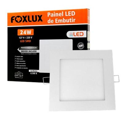 Painel LED Quadrado Sobrepor 24W 3000K Bivolt Branco Foxlux