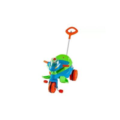 Triciclo Infantil Velobaby Passeio e Pedal com Empurrador Azul Brinquedos Bandeirante