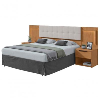Cabeceira Calitan Queen MDF Estofada Corino Amêndoa Lopas