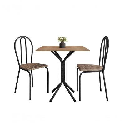 Mesa Juliete 4 Lugares MDP 2 Cadeiras Corino Carvalho Chumbo Artefamol Móveis