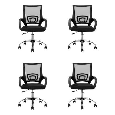 Conjunto 4 Cadeiras Escritório Office Arco Executiva Mesh Giratória Preta Conthey