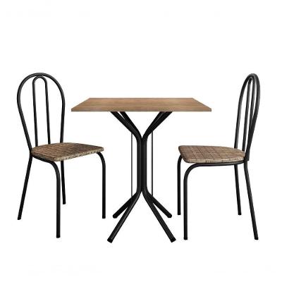Conjunto Juliete 4 Lugares MDP com Cadeiras Corino Carvalho e Preto Artefamol