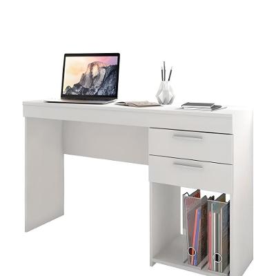 Escrivaninha Office New Moderno 2 Gavetas MDF-MDP 121CM Branco Notável Móveis