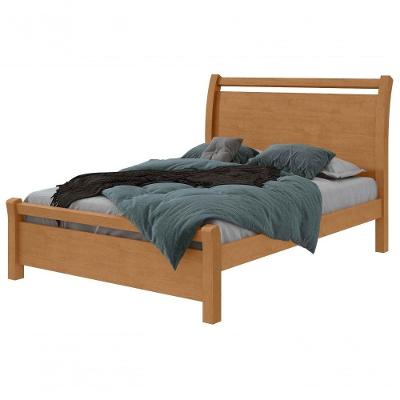 Cama Casal Reali 1,40 Design Curvo MDF Amêndoa Móveis Lopas