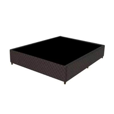 Cama Box Casal Sommie Suede Pés Madeira Marrom Gazin