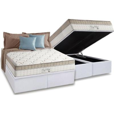 Cama Box com Baú Queen King Best Baú Universal White Molas Ensacadas Branco Anjos
