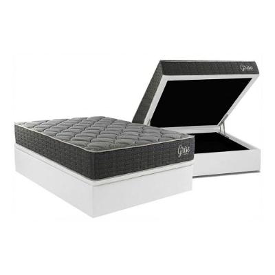 Cama Box Baú Casal D40 Grise Ortopédico Antiácaro Courino Branco e Cinza Kappesberg