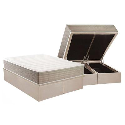 Kit Cama Box Baú Queen Crc Novo Colchão Ortopédico D33 Courino Bege Kappesberg
