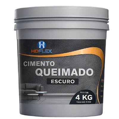 Cimento Queimado Cinza Escuro 4kg Massa Acrílica Alta Aderência HD Flex