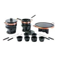 Kit Fondue De Pedra Sabao Chapa 32 Cm + Panelas De 500 E 800 Ml + 6 Cumbucas + 6 Garfinhos - 1