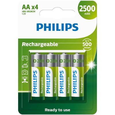 Pilha Recarregável Aa 2500mAh R6B4RTU25-59 Kit com 4 Unidades Philips