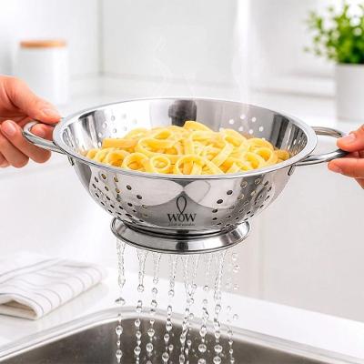 Escorredor de Macarrão em Aço Inoxidável Lavador de Arroz com Alças Inox