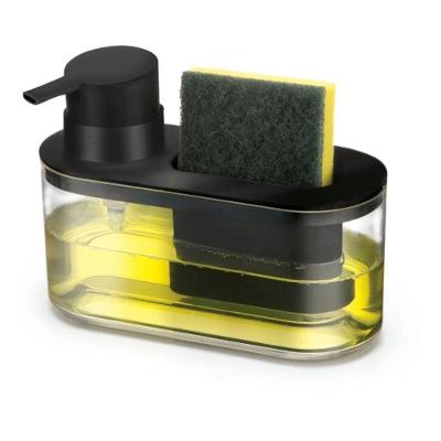 Dispenser Porta Detergente e Bucha com Dosador Plástico Cozinha Preto Sellneeds