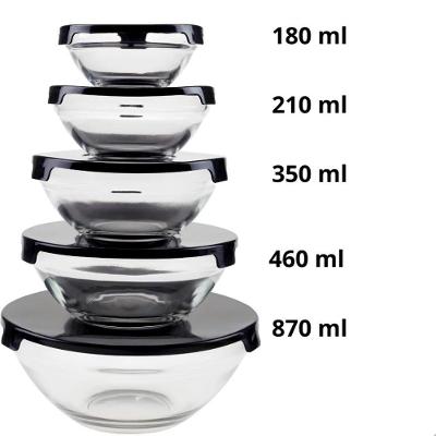 Conjunto de Tigelas de Vidro com Tampa Hermética 5 Peças Cozinha