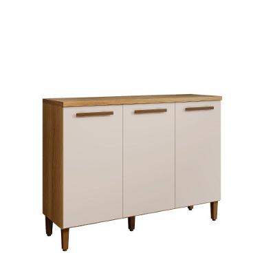 Balcão Vega 3 Portas MDF 104CM Cinamomo e Off White Arte Móveis