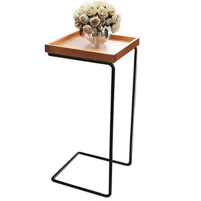 Mesa de Apoio Lateral para Sofá Retangular MDF Aço 38CM Castanho
