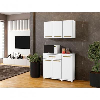 Balcão Parati 3 Portas 1 Gaveta 2 Prateleiras MDF 107cm Branco