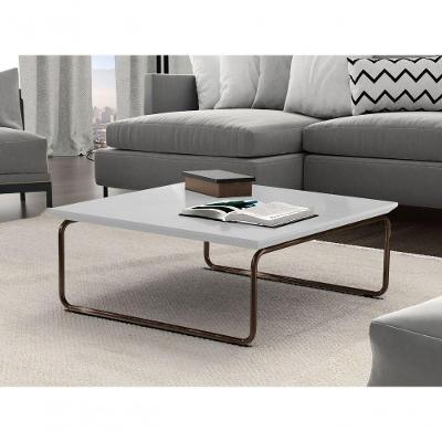 Mesa de Centro Kairos Quadrada MDF Metal 70CM Laca Branco Lar Flex