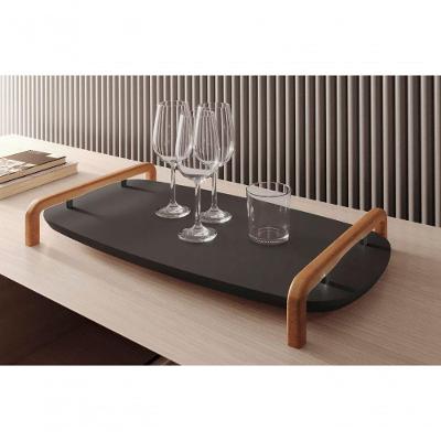 Bandeja Decorativa Barcelona em MDF Laca Preto Lar Flex Móveis