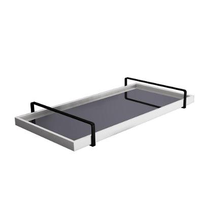 Bandeja Decorativa Espelhada Alça Preta em MDF Branco Lar Flex Móveis