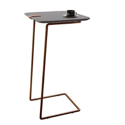 Mesa Apoio Lateral Atenas Retangular MDF Aço 41CM Laca Concreto